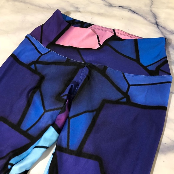 Sadhana Purple & Pink Geometric Yoga Leggings M/L - Picture 3 of 8